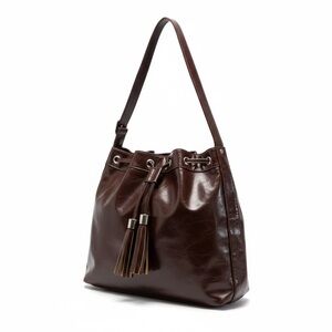 M&C Brown Leather Shoulder Bag